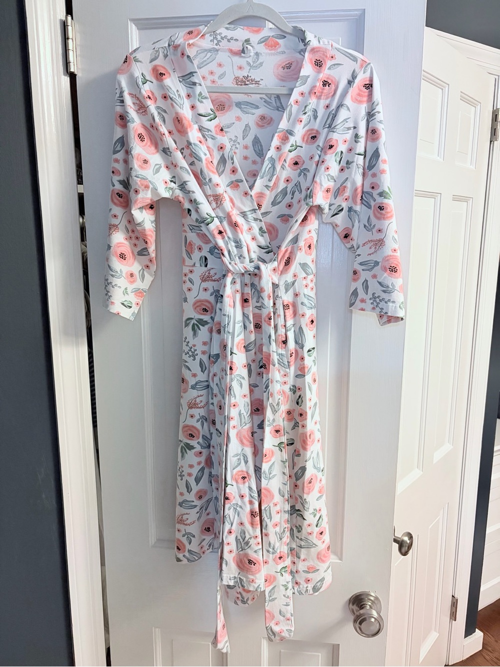 Baby Be Mine Floral Wrap Robe in Pink and White (Ivy print) Size S/M